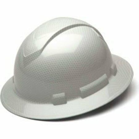 PYRAMEX Ridgeline Full Brim Hard Hat, Shiny White Graphite Pattern, 4-Point Ratchet Suspension HP54116S